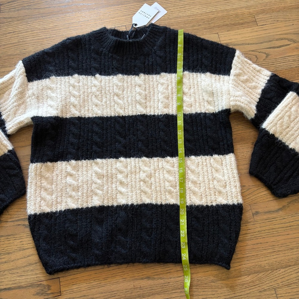 English Factory Endless Rose Striped Cable Knit Sweater Black White Small NWT - Picture 5 of 8
